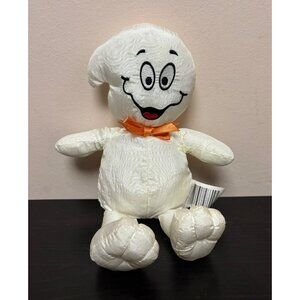WalMart Vintage White Ghost Plush Toy Orange Bowtie 10" Nylon Stuffed